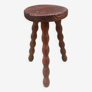 Tabouret tripode bois perlé