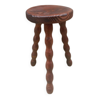 Tabouret tripode bois perlé