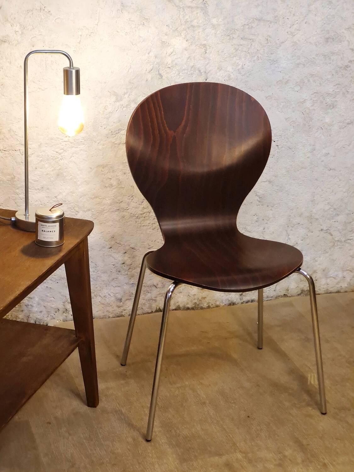 Set of stackable wooden chairs