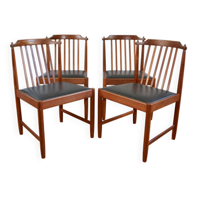 Série de 4 chaises scandinaves vintage teck Breox, 1960