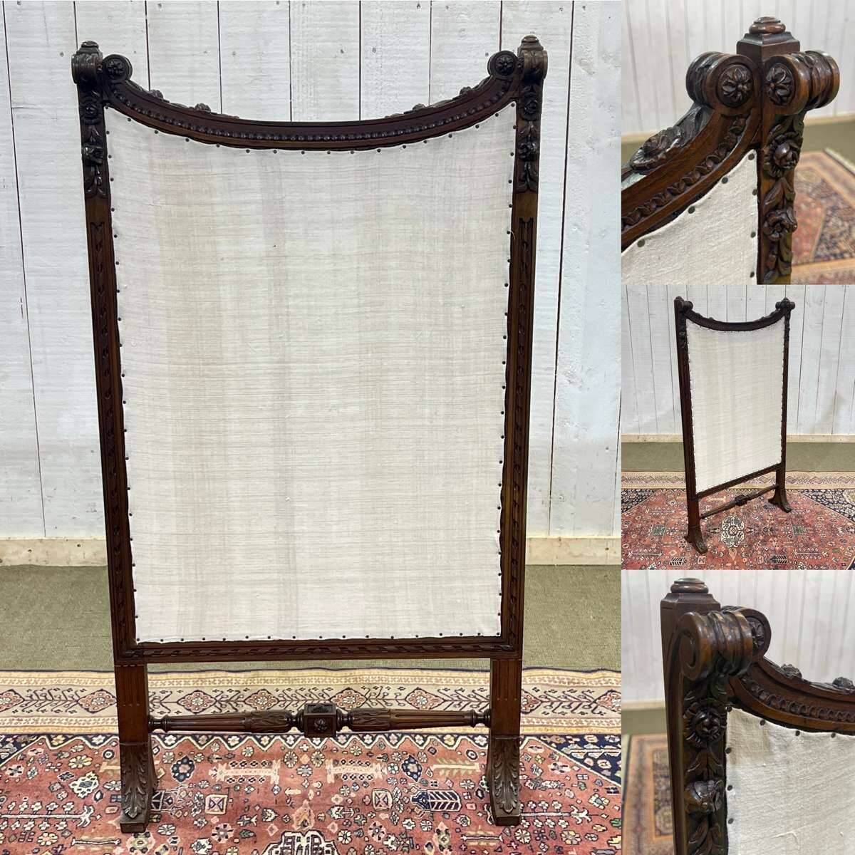 Walnut fireplace screen from the early 20th century