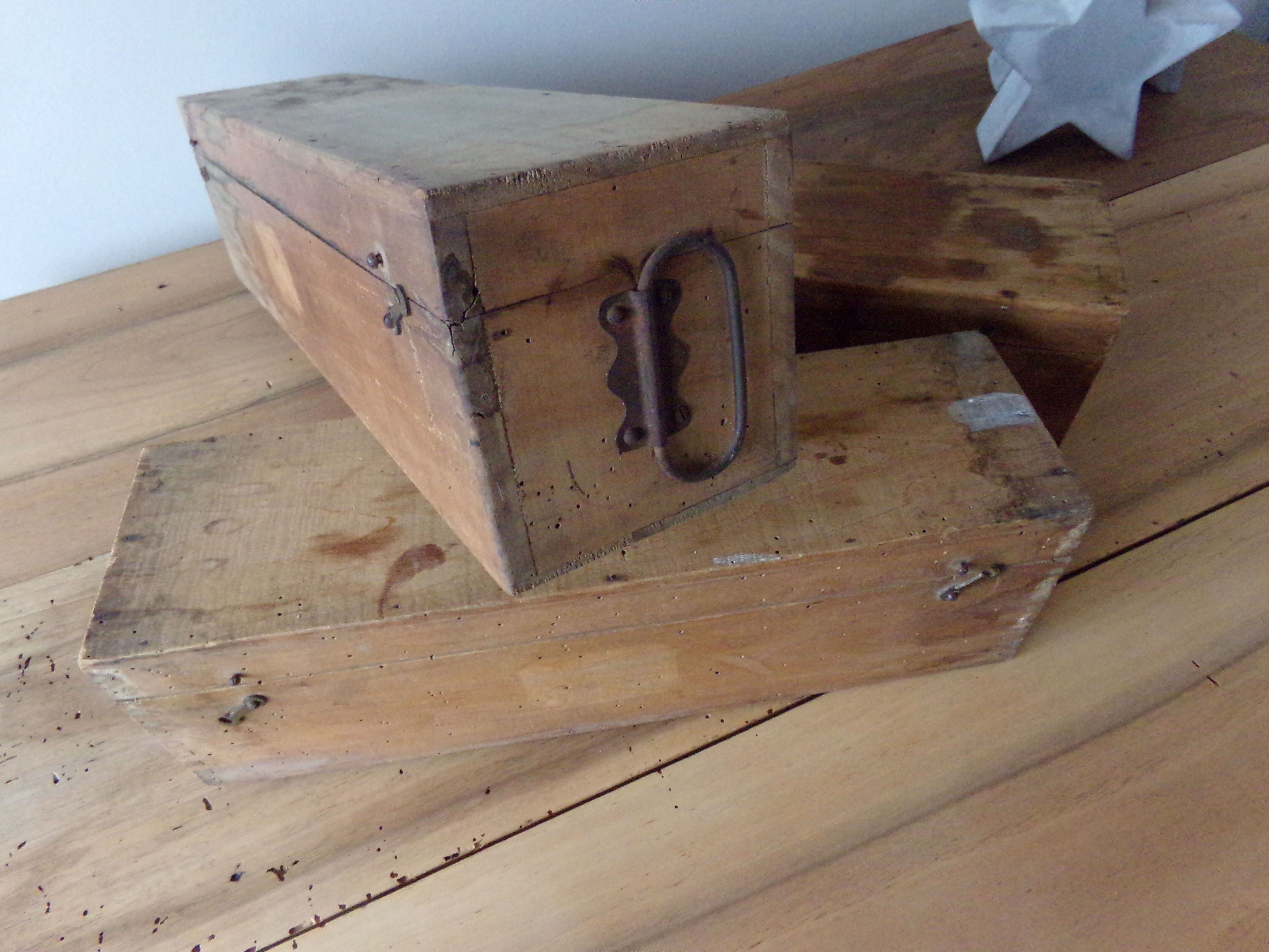 3 old wooden boxes