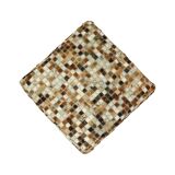 Vintage Square Pouf Goat Leather Patchwork Mosaic Pattern