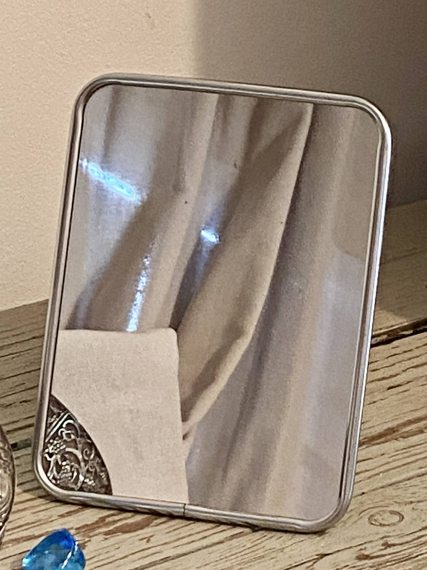 Silver-plated tabletop barber mirror
