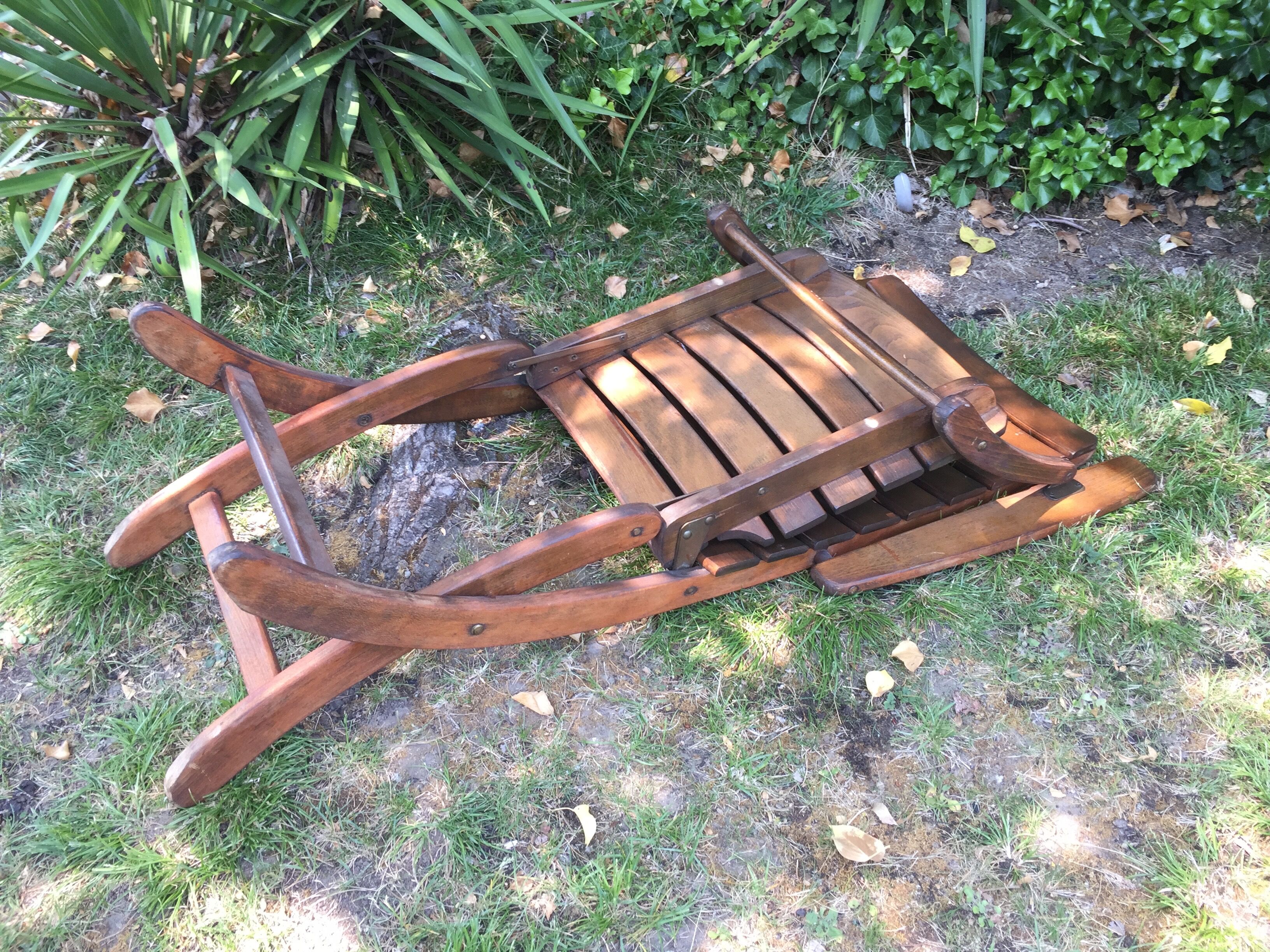 Vintage wooden herlag folding armchair