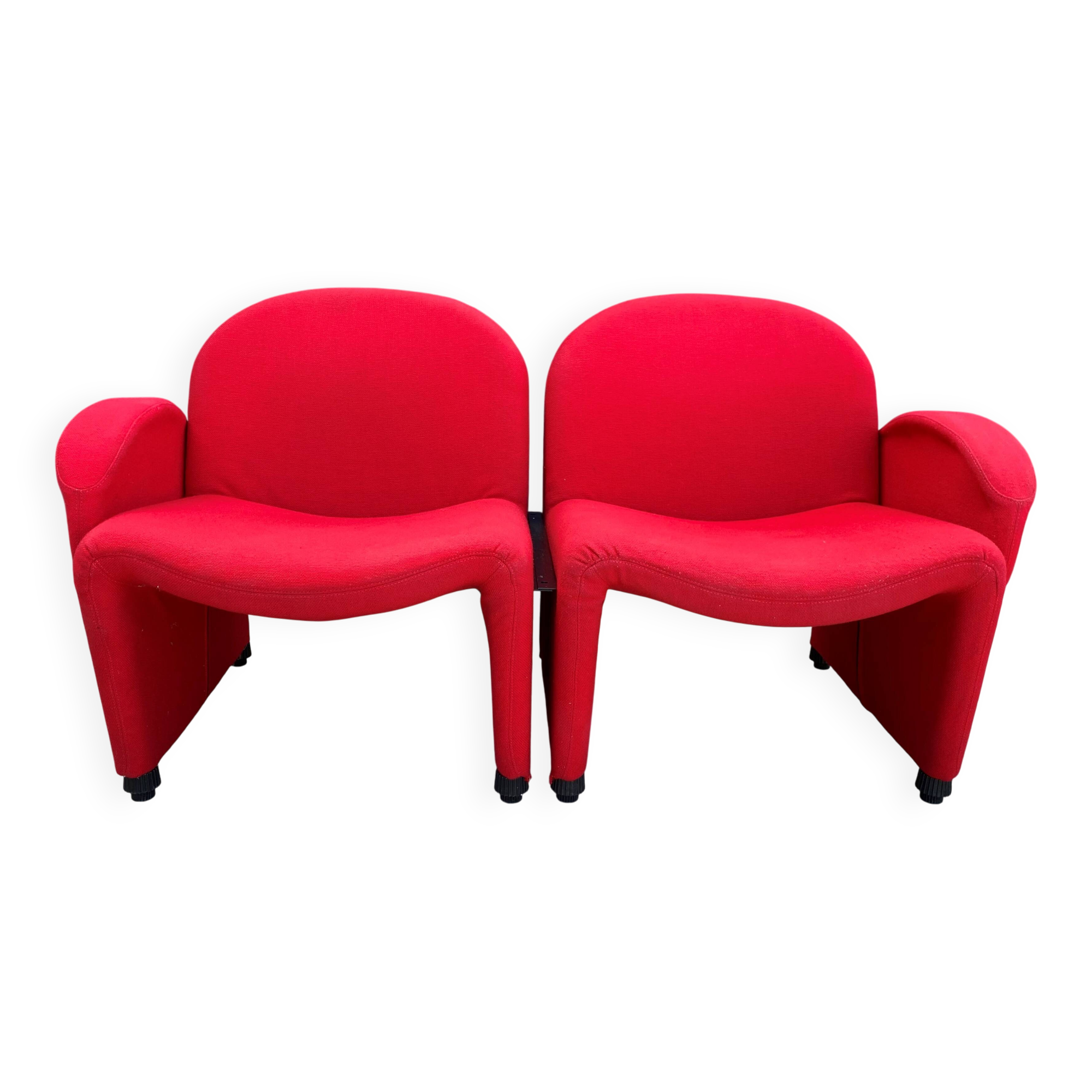 Red foam and fabric armchair banquettes by Sitland, 1970.