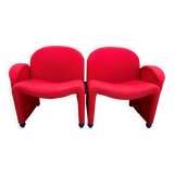 Red foam and fabric armchair banquettes by Sitland, 1970.