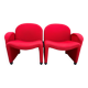 Banquette chauffeuses fauteuils mousse et tissu rouge sitland 1970