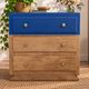 Commode ancienne en chêne – Bleu Nila & laiton