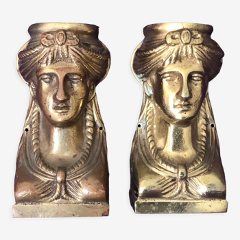 Authentique paire de cariatides en bronze époque " retour d'Egypte " 1810