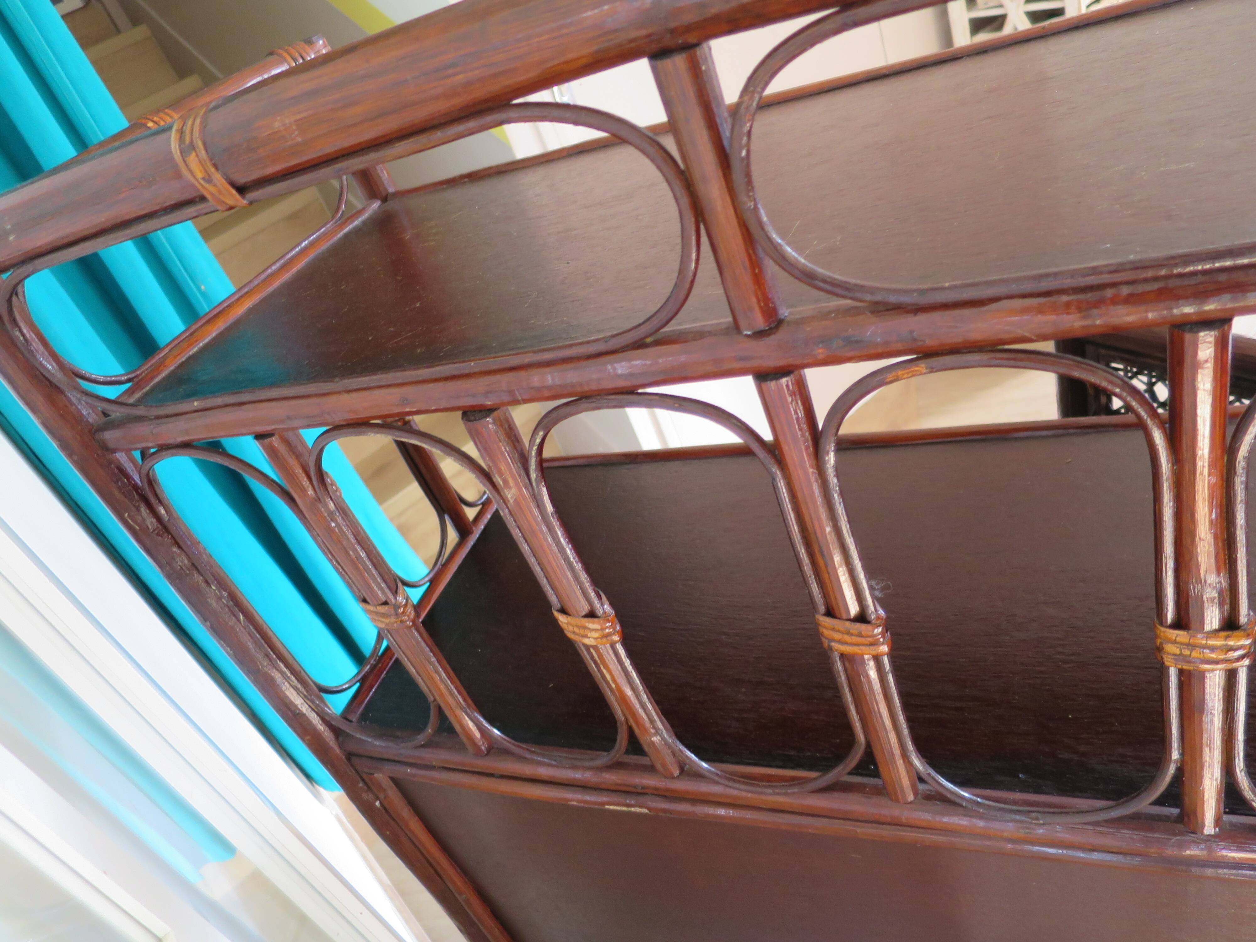 Support buffet bibus woven rattan 2 doors in caning - vintage 60s/70s