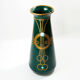 Antique secession vase in ceramic green glaze with copper & turquoise-1900s