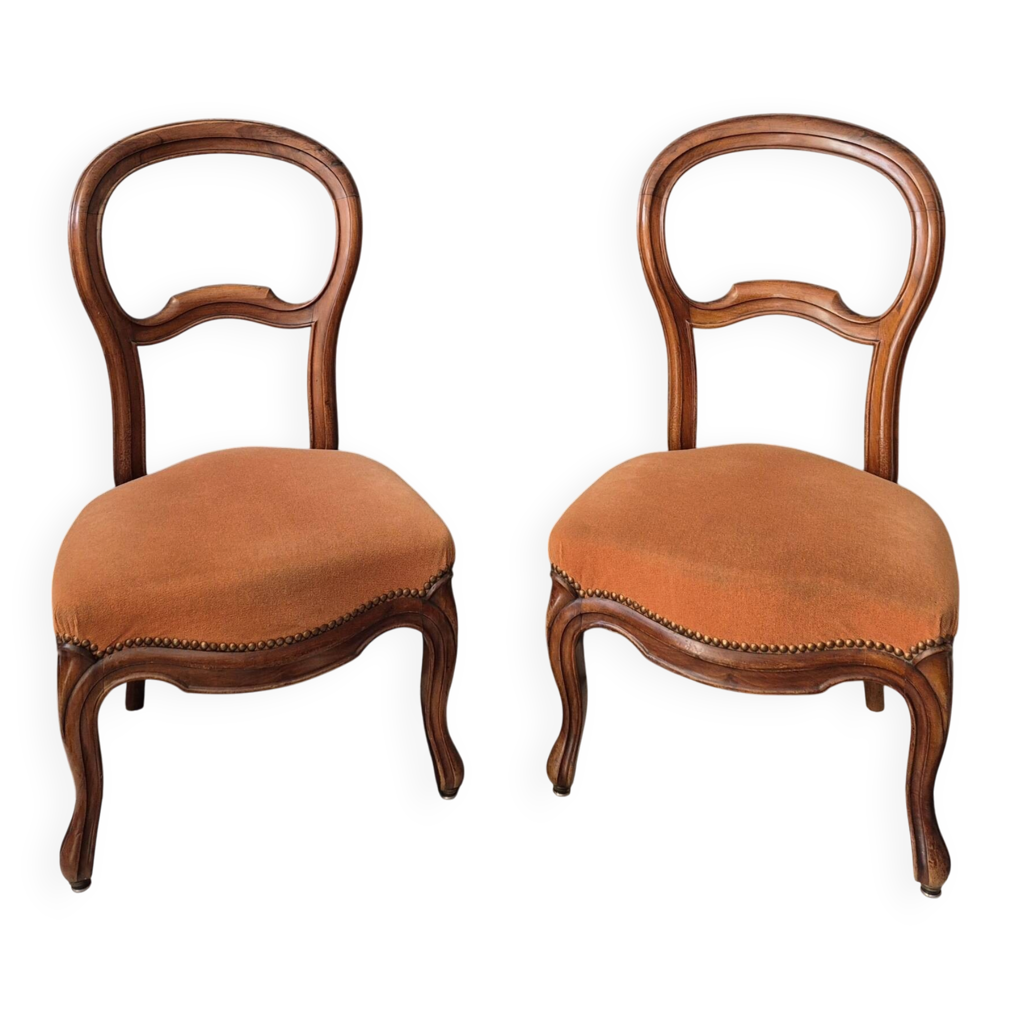 Paire de chaises basses chauffeuses style Louis Philippe
