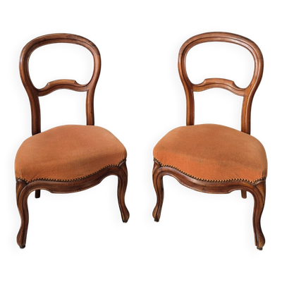 Paire de chaises basses chauffeuses style Louis Philippe