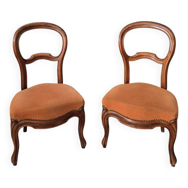 Paire de chaises basses chauffeuses style Louis Philippe