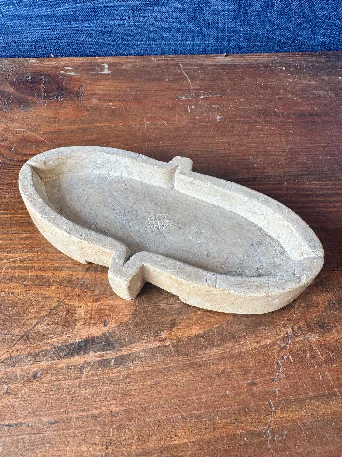 Small old carved stone cup, holy water font or soapstone