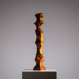Minimalist abstract handcarved wooden sculpture