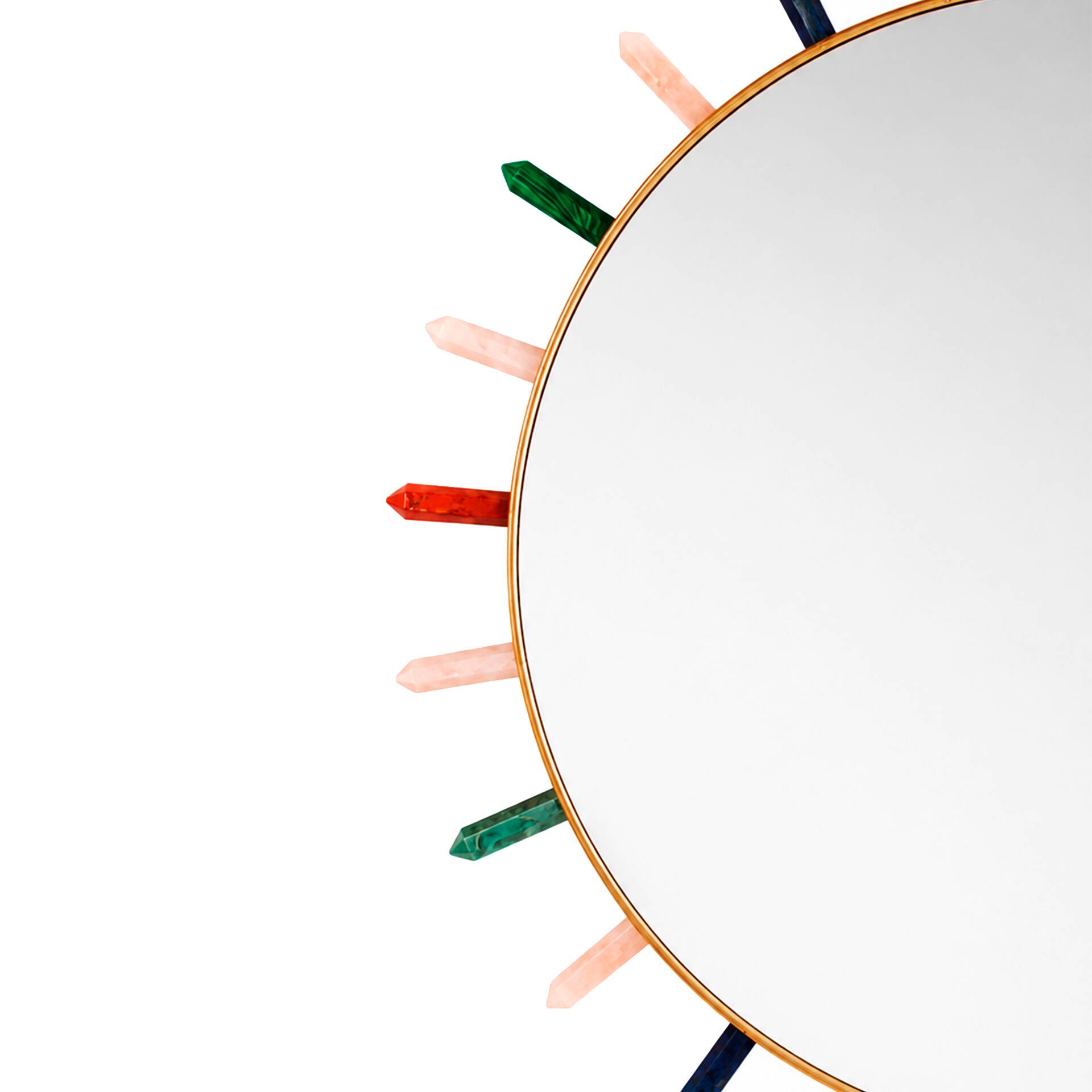 Contemporary Round Mirror with Multicolored Semiprecious Stones by L.A.stud