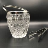 Crystal ice bucket and tongs