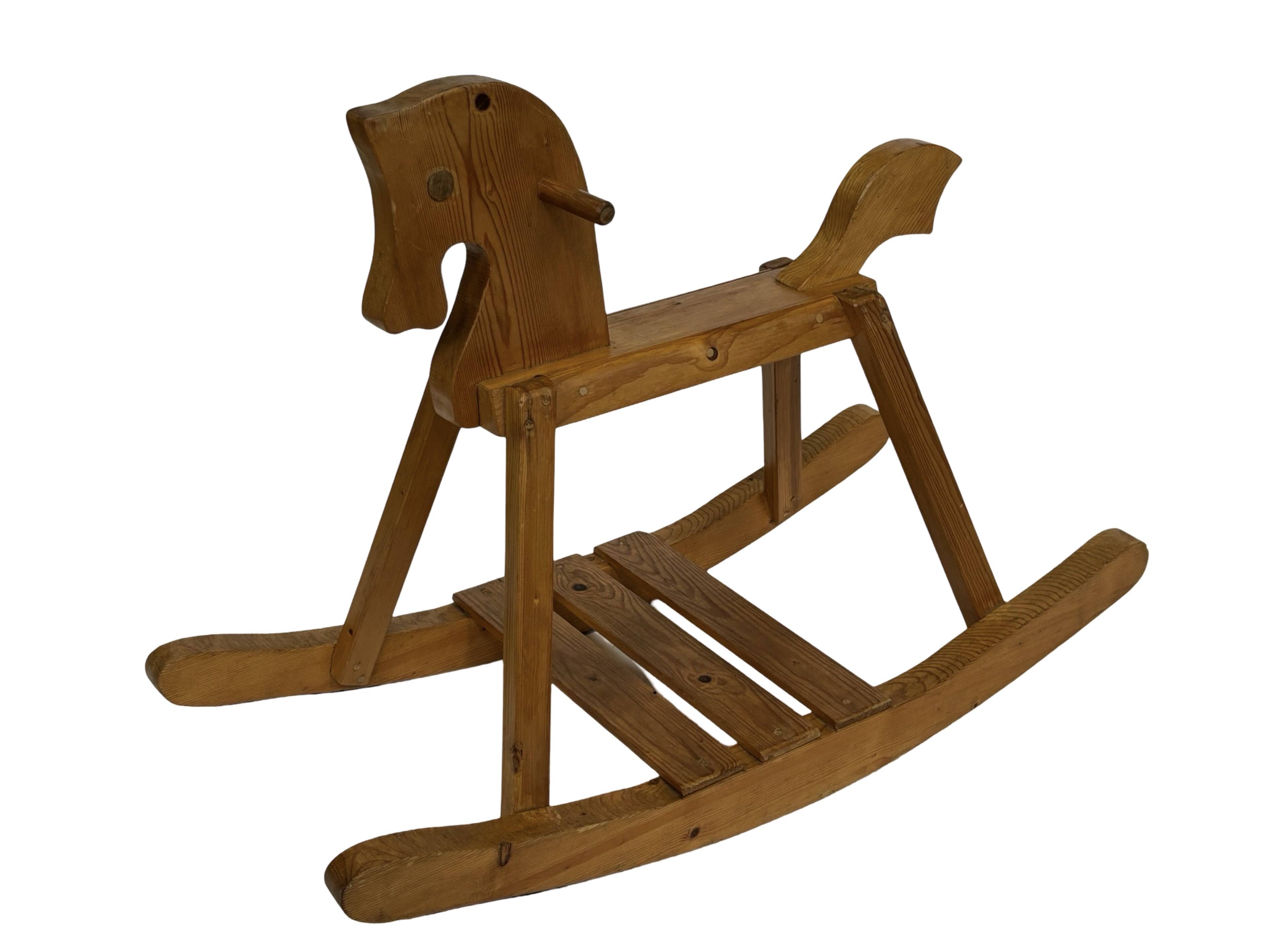 Vintage rocking horse 60s pinewood design minimalist design