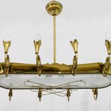 After Pietro Chiesa Italian Brass 12 Lights Candelier Fontana Arte