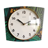 Horloge formica vintage pendule murale silencieuse "Beroz vert ocre"
