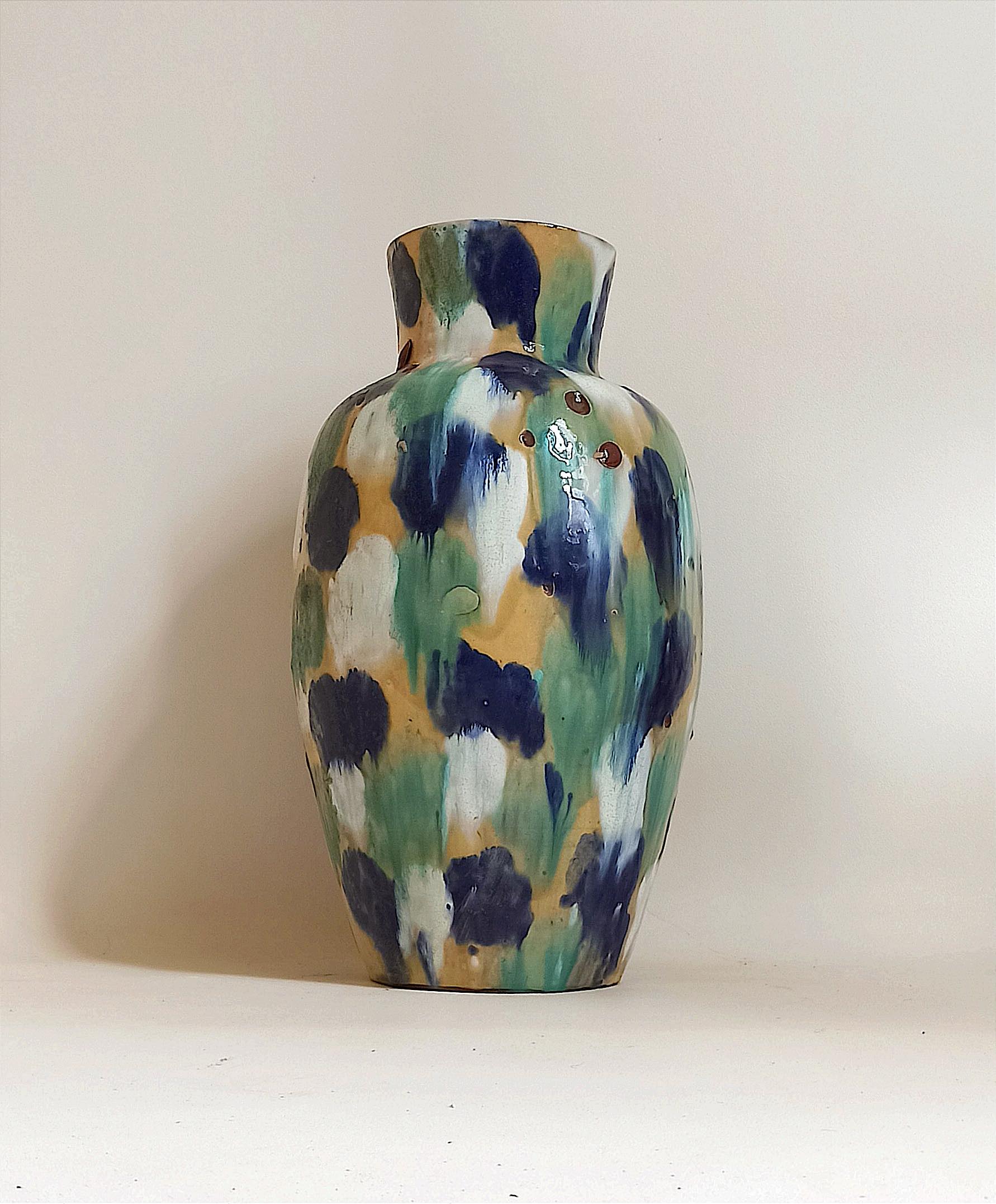 Glazed terracotta floor vase