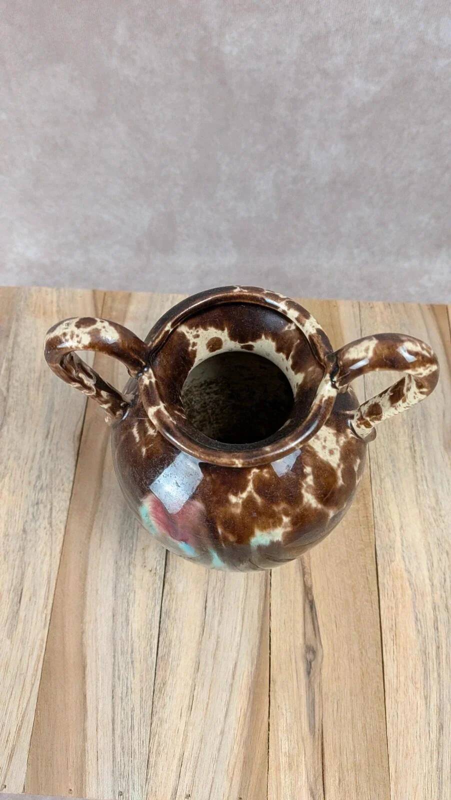 Small antique vase in glazed ceramic – handles –