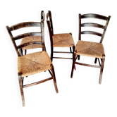 Chaises en paille ancienne- lot de 4