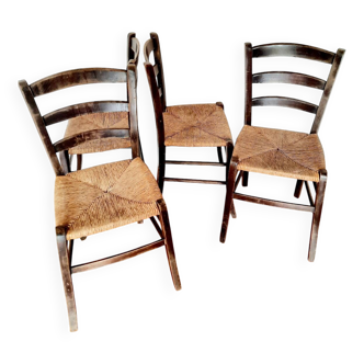 Old straw chairs - set of 4