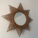 Rattan octogram sun mirror, 45cm, 1960