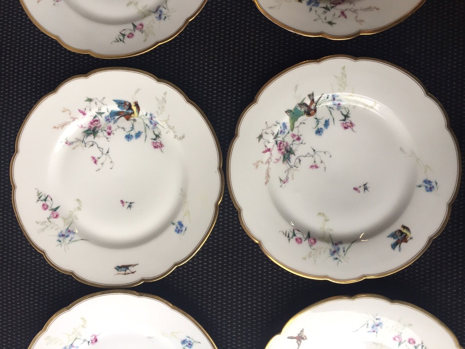 Service - dessert porcelain limoges Haviland H-c decoration flowers birds