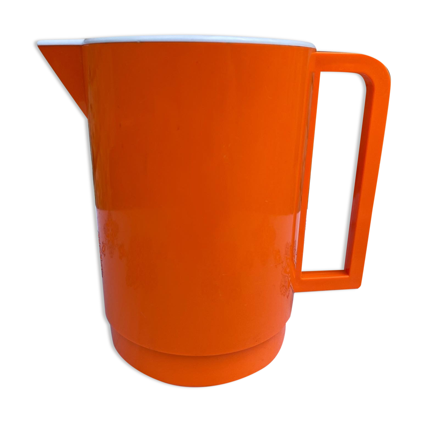 Orange plastic pitcher - vintage - made in france