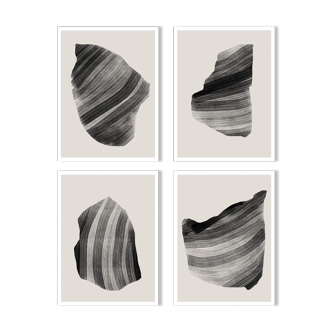 4 giclee prints. Abstract wall art set of four, A3