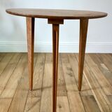 Tripod wood veneer side table 50-60s