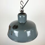 Industrial grey enamel pendant lamp from siemens, 1950s