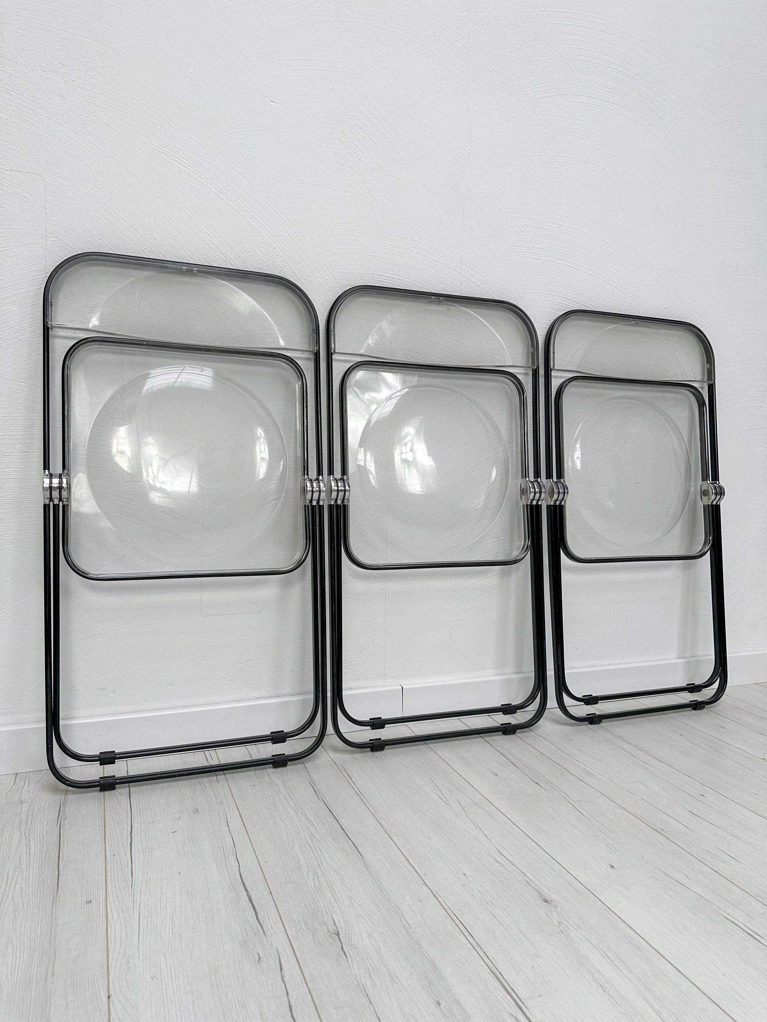Ensemble de 3 chaises pliantes vintage Plia des années 1960 par Giancarlo Piretti pour Anonima