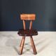 Rustic Alpine Hand-Carved Oak Chair, France, 1920s