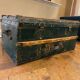XL vintage green metal industrial trunk / travel trunk
