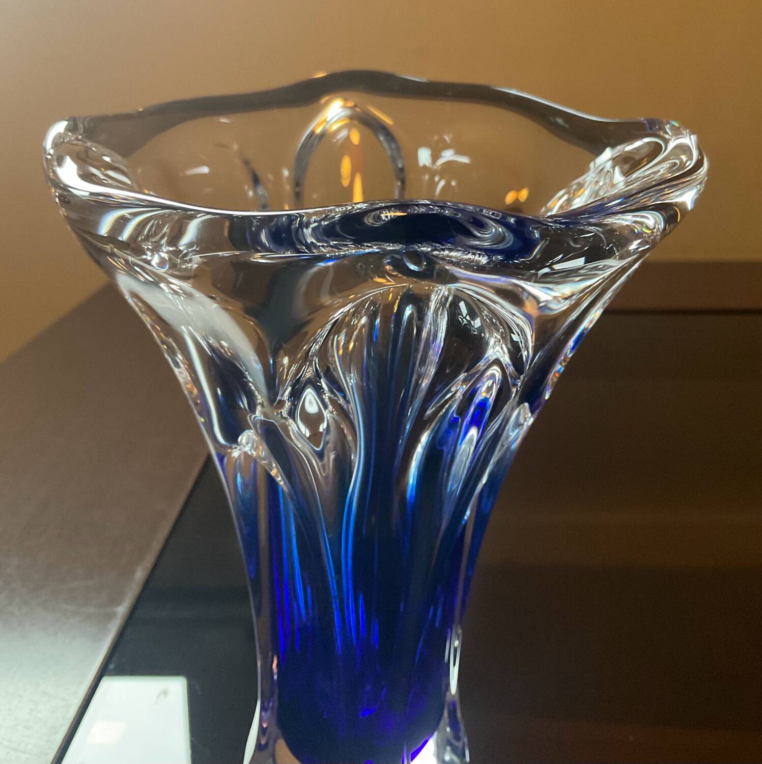 Two-tone glass paste vase from the 70s