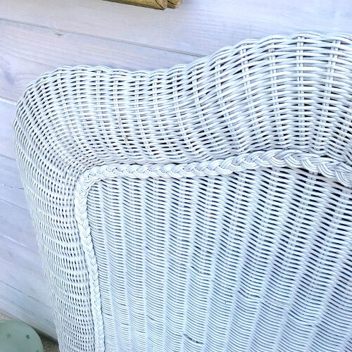 White rattan headboard