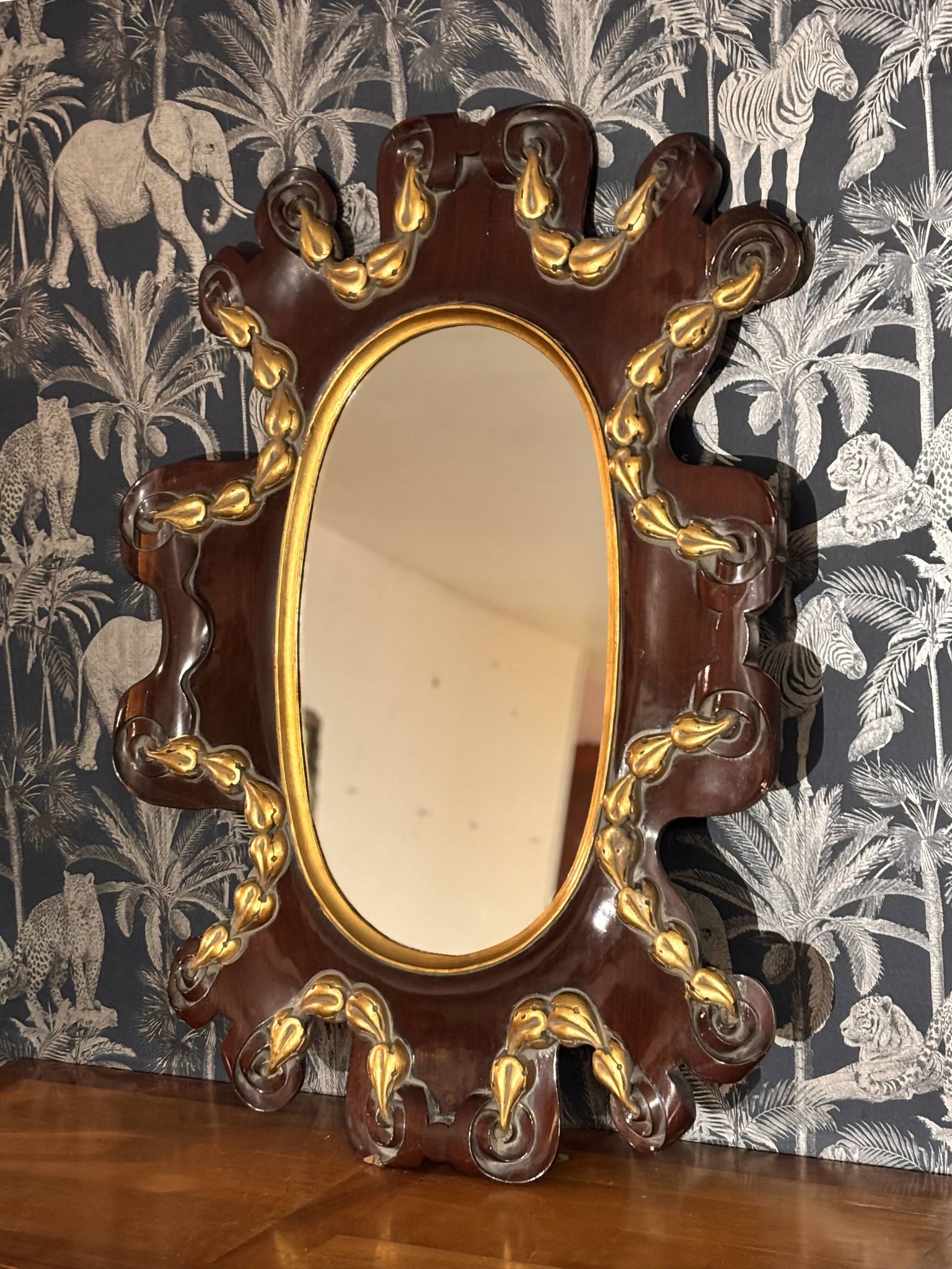 Miroir acajou 1950