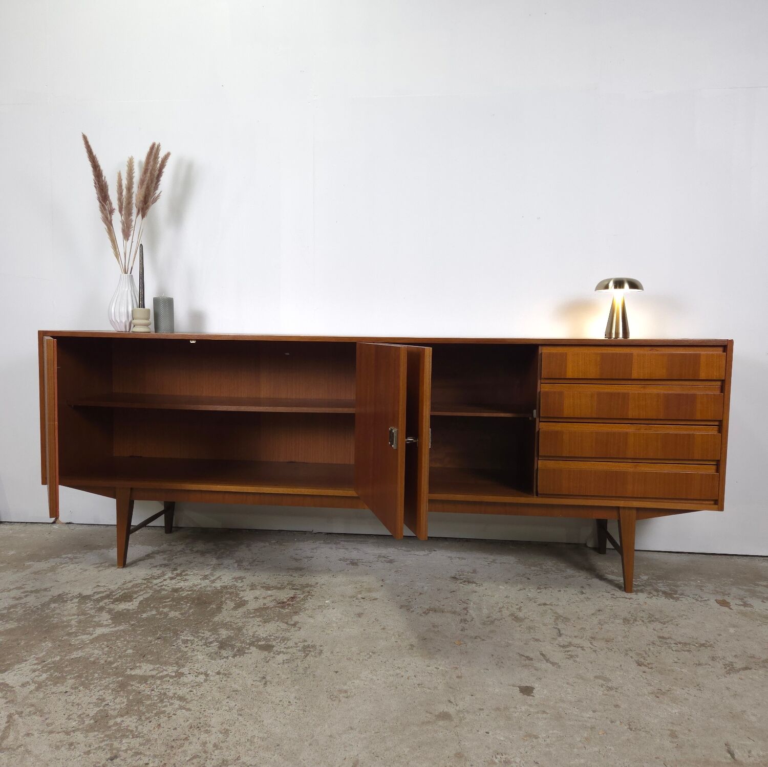 Vintage 60s - 70s teak sideboard German, TV cabinet