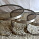 Pull-out tables (x 3) steel and glass smoked - 70s