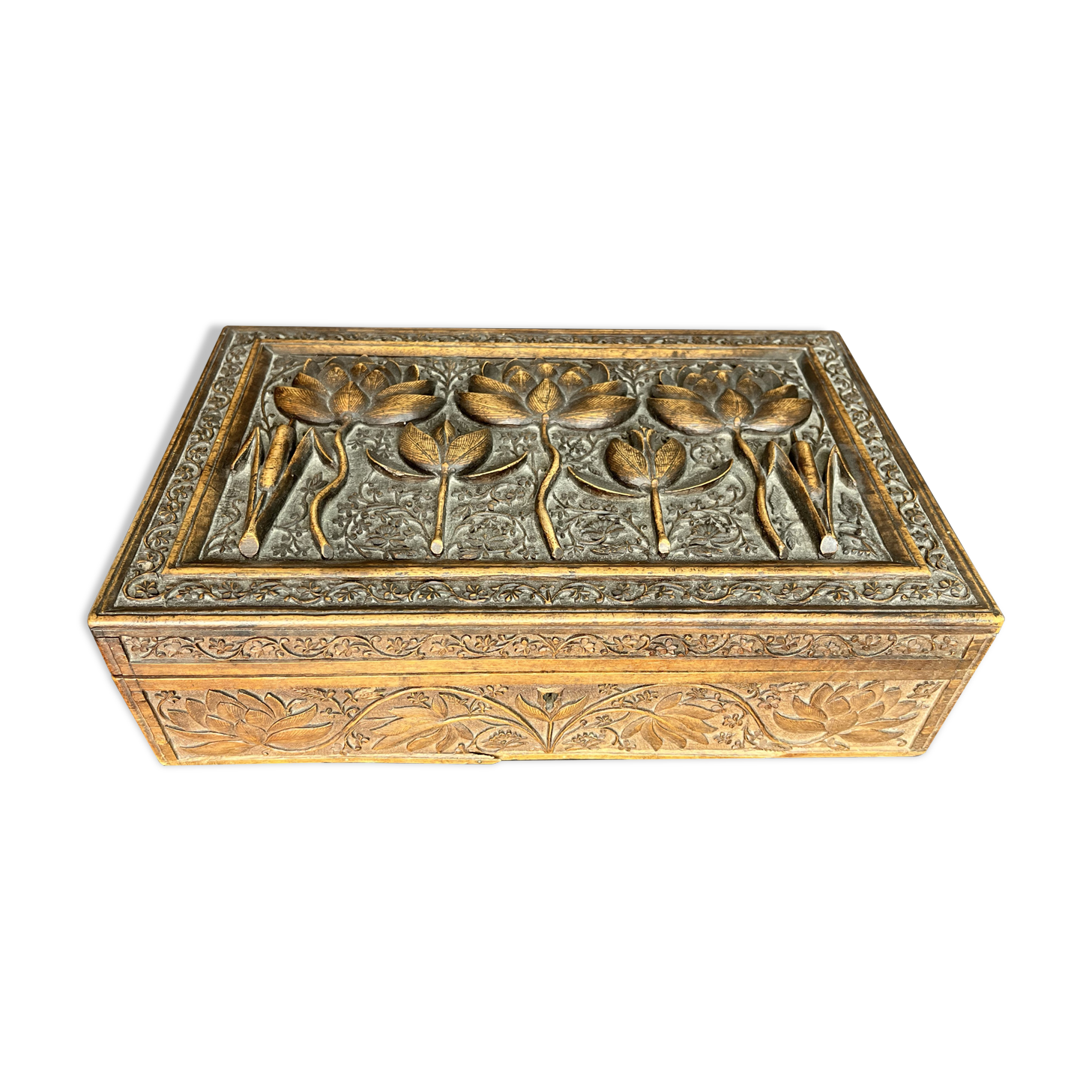 Carved wooden jewelry box