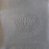 Antique napkins damask linen monogram CP series of twelve