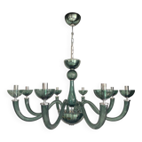 Glass Chandelier in Light Green Italian Art Glass