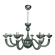 Glass Chandelier in Light Green Italian Art Glass