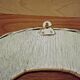 Vintage French White Oval Rattan Mirror Plywood Back Hanging Hook.