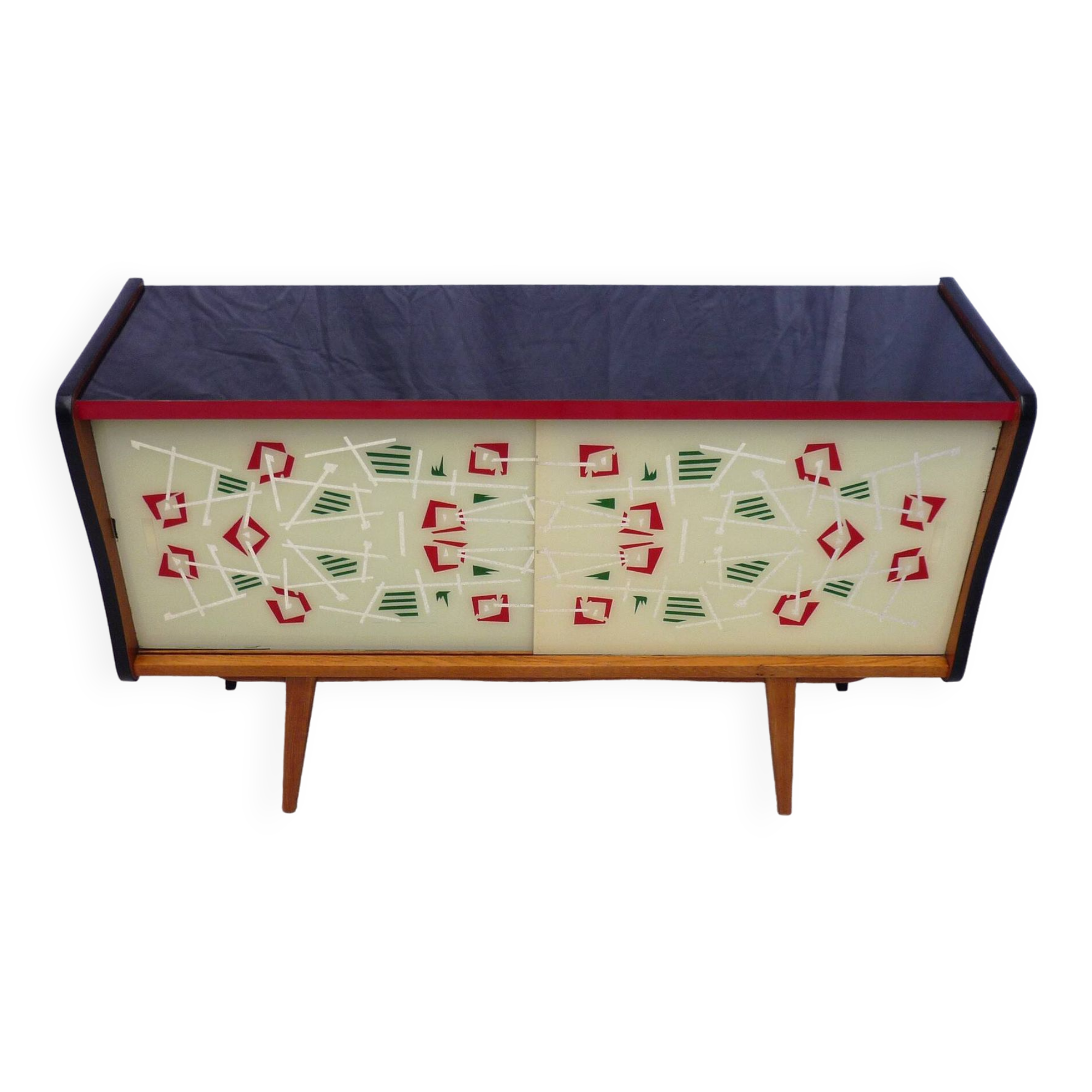 Vintage sideboard with 2 sliding glass doors